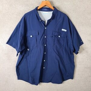 Columbia PFG Shirt Mens 3XT Blue Bahama Short‎ Sleeve Fishing Omni Shade Vented